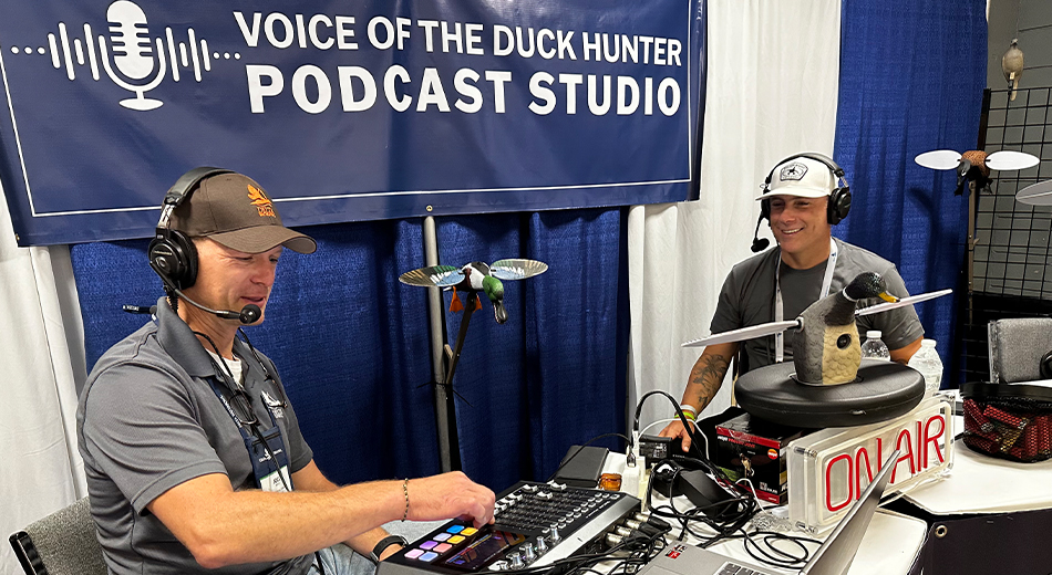 Joel Brice and podcast guest at Expo podcast studio