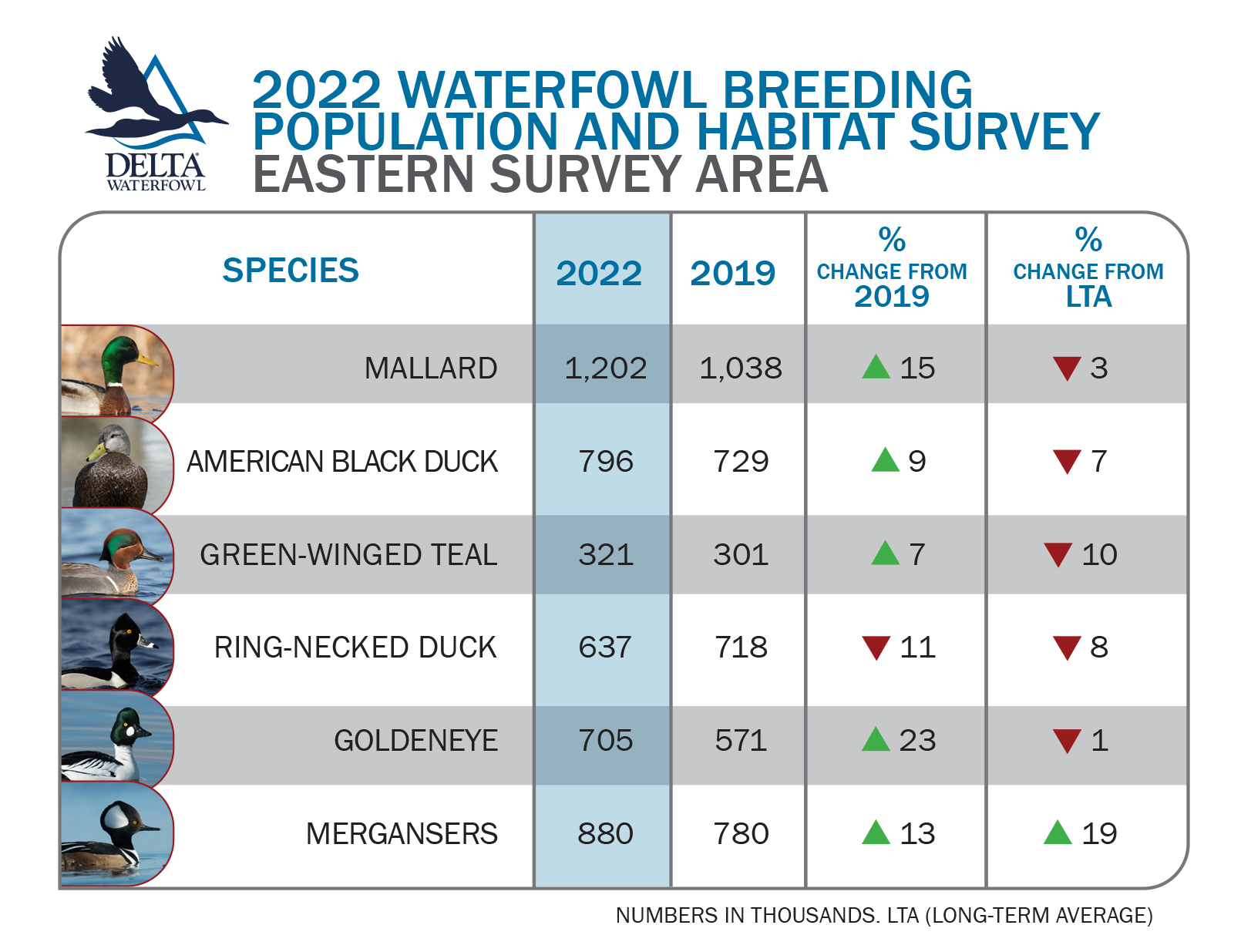 2022 waterfowl survey data for duck hunters